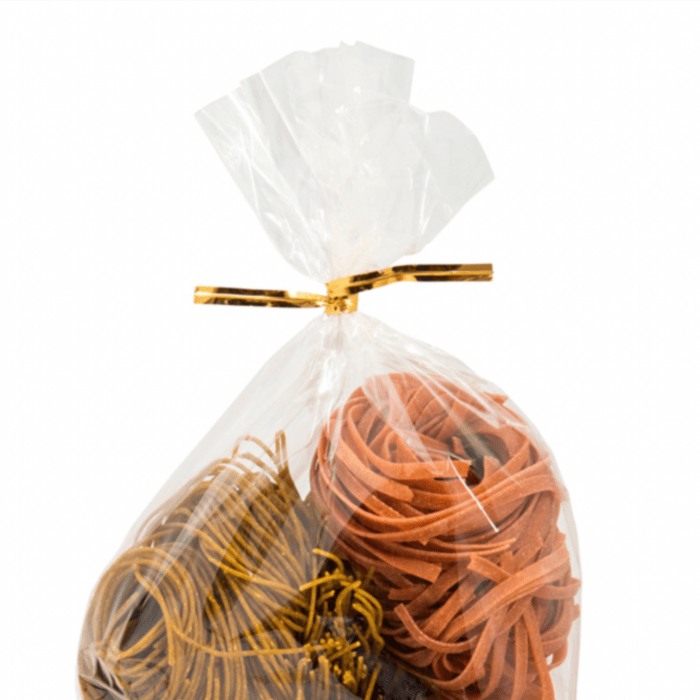 Fermeture de sachet couleur or